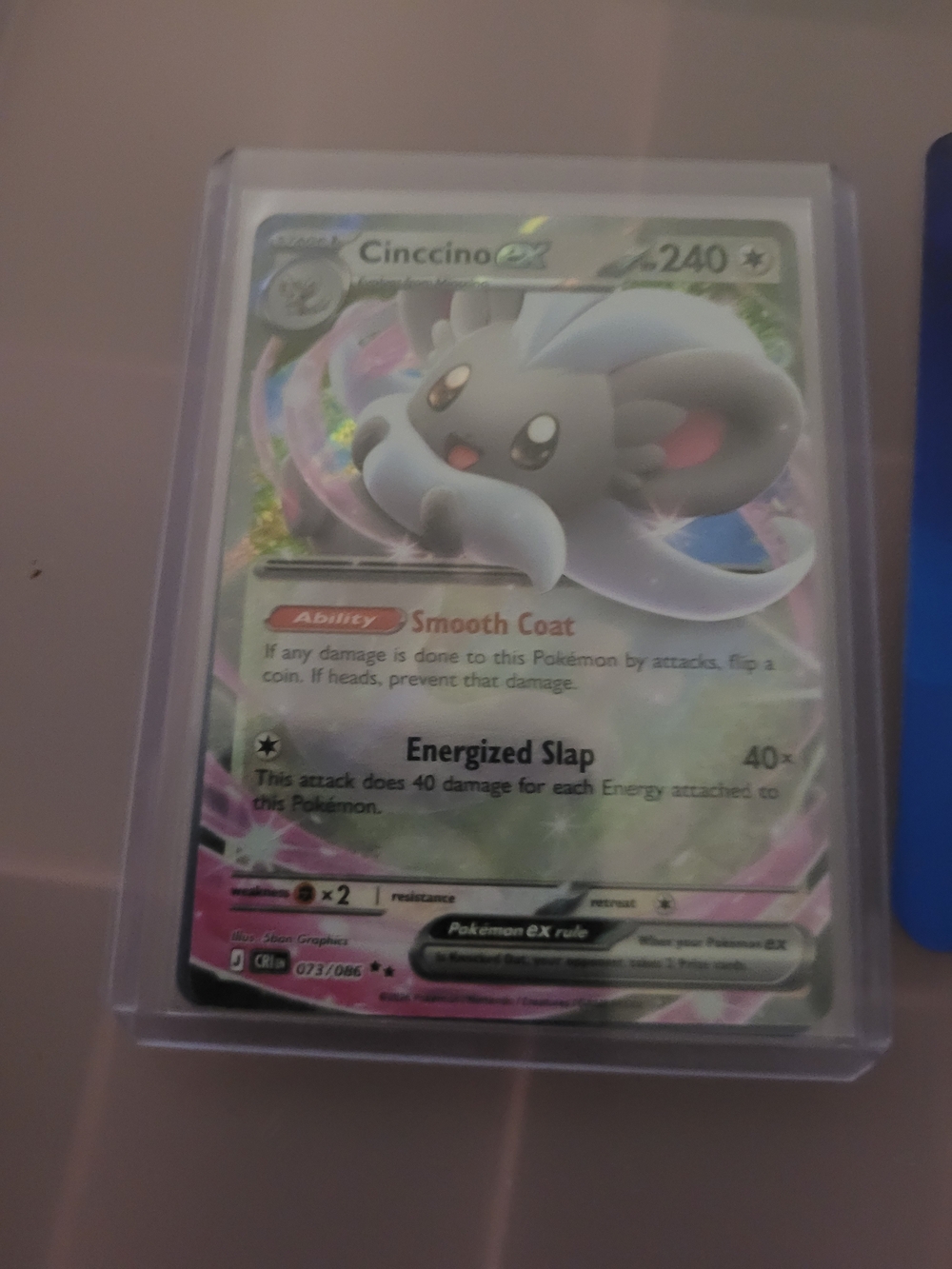 3/20$ Pokemon Cinccino EX Holographic Card - Gray, White, Pink